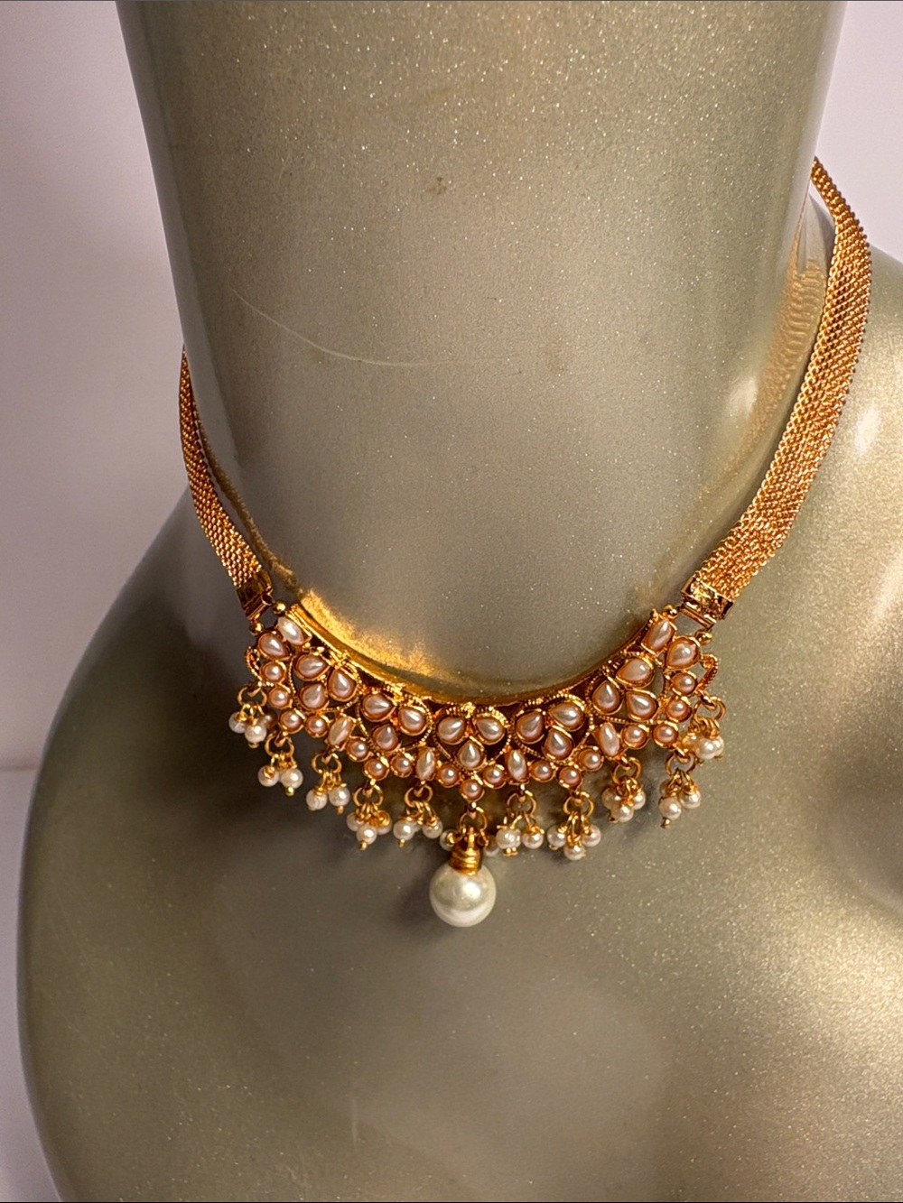 Tahitian Adjustable Gold Pearl Fringe Choker Necklace - Women's Jewelry